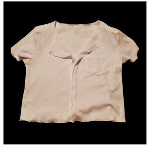 Dazy White Tee With Open V Neck , One Pocket and Shoulder Pads